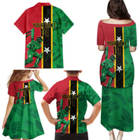 Custom Saint Kitts and Nevis Cricket Family Matching Puletasi and Hawaiian Shirt Go Champions Patriots