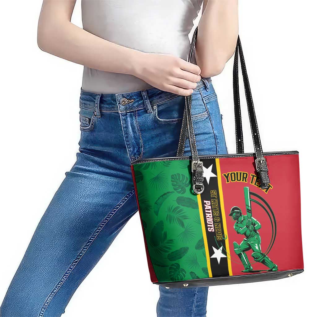 Custom Saint Kitts and Nevis Cricket Leather Tote Bag Go Champions Patriots