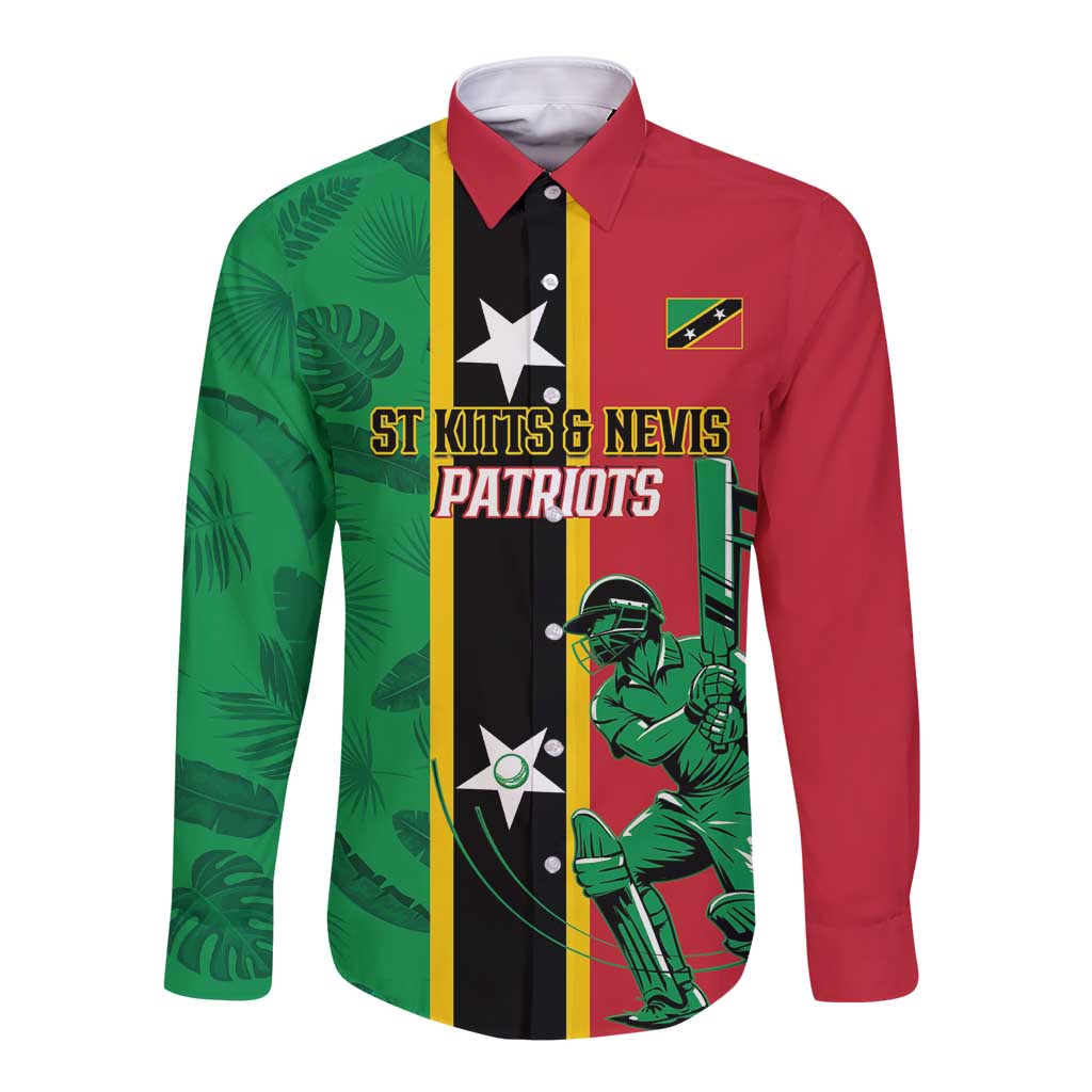 Custom Saint Kitts and Nevis Cricket Long Sleeve Button Shirt Go Champions Patriots