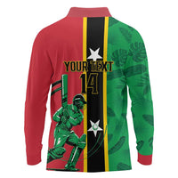 Custom Saint Kitts and Nevis Cricket Long Sleeve Polo Shirt Go Champions Patriots