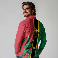 Custom Saint Kitts and Nevis Cricket Long Sleeve Polo Shirt Go Champions Patriots