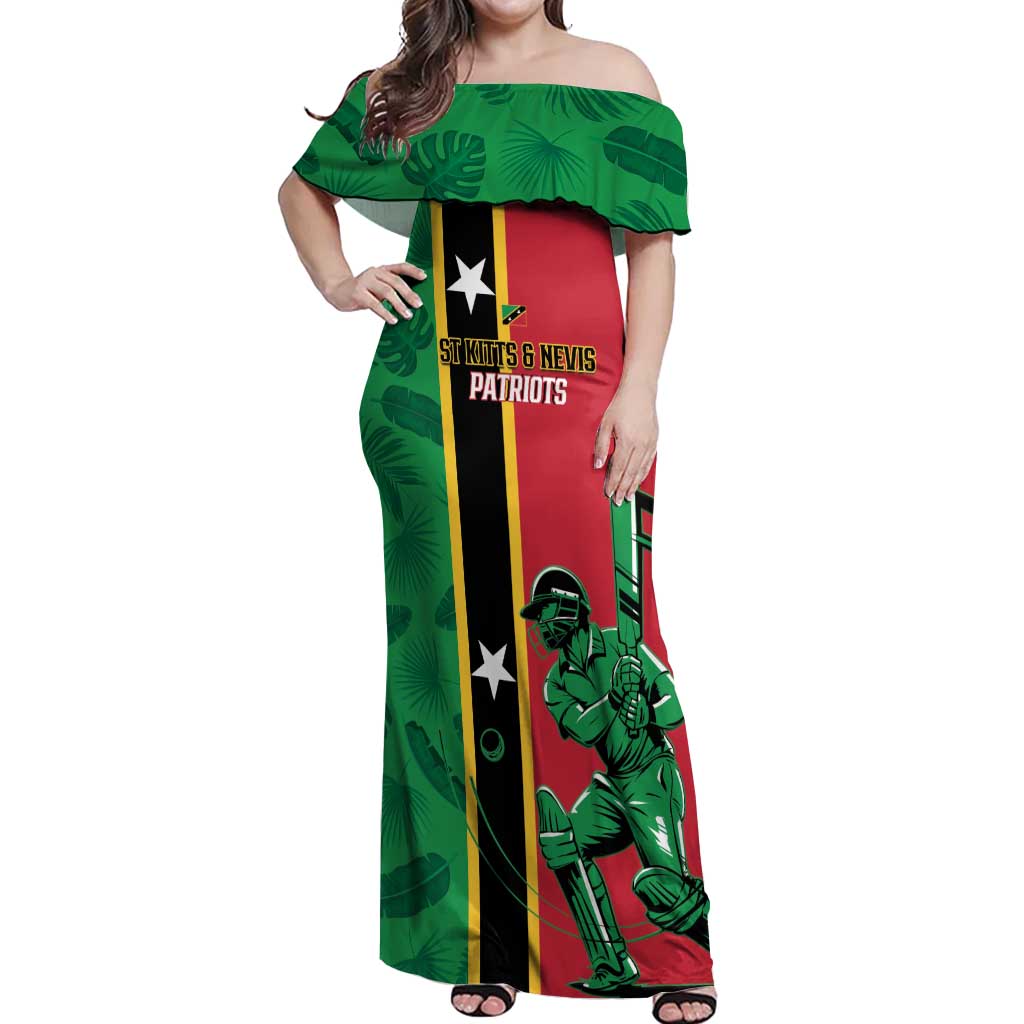 Custom Saint Kitts and Nevis Cricket Off Shoulder Maxi Dress Go Champions Patriots