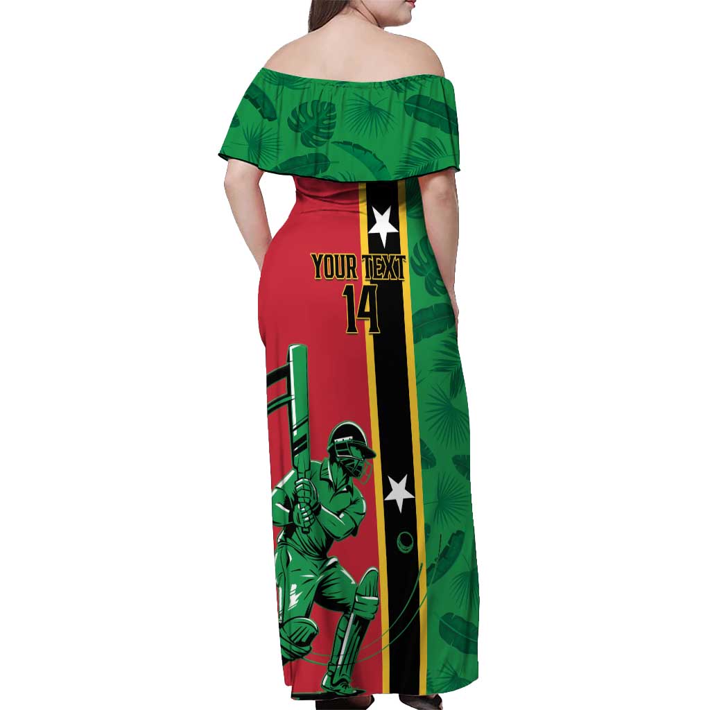Custom Saint Kitts and Nevis Cricket Off Shoulder Maxi Dress Go Champions Patriots