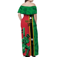 Custom Saint Kitts and Nevis Cricket Off Shoulder Maxi Dress Go Champions Patriots