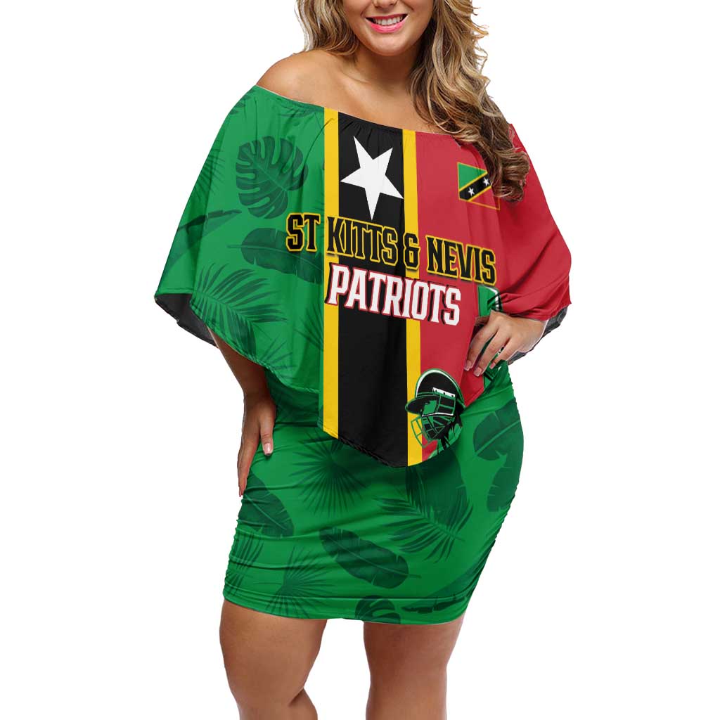 Custom Saint Kitts and Nevis Cricket Off Shoulder Short Dress Go Champions Patriots