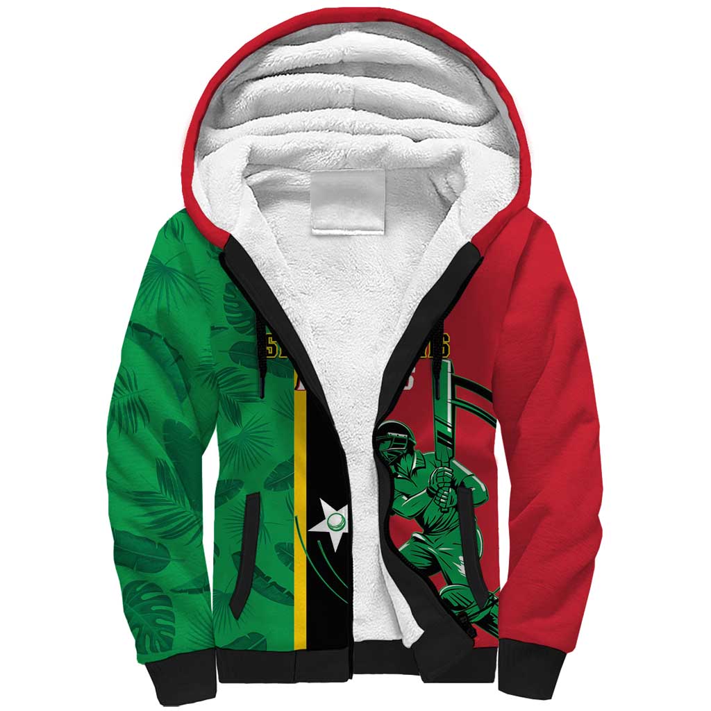 Custom Saint Kitts and Nevis Cricket Sherpa Hoodie Go Champions Patriots