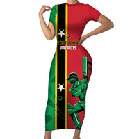 Custom Saint Kitts and Nevis Cricket Short Sleeve Bodycon Dress Go Champions Patriots