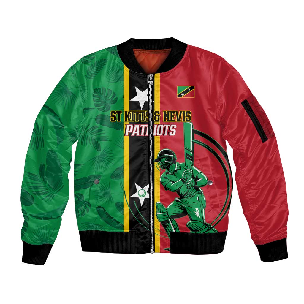 Custom Saint Kitts and Nevis Cricket Sleeve Zip Bomber Jacket Go Champions Patriots