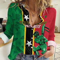 Custom Saint Kitts and Nevis Cricket Women Casual Shirt Go Champions Patriots
