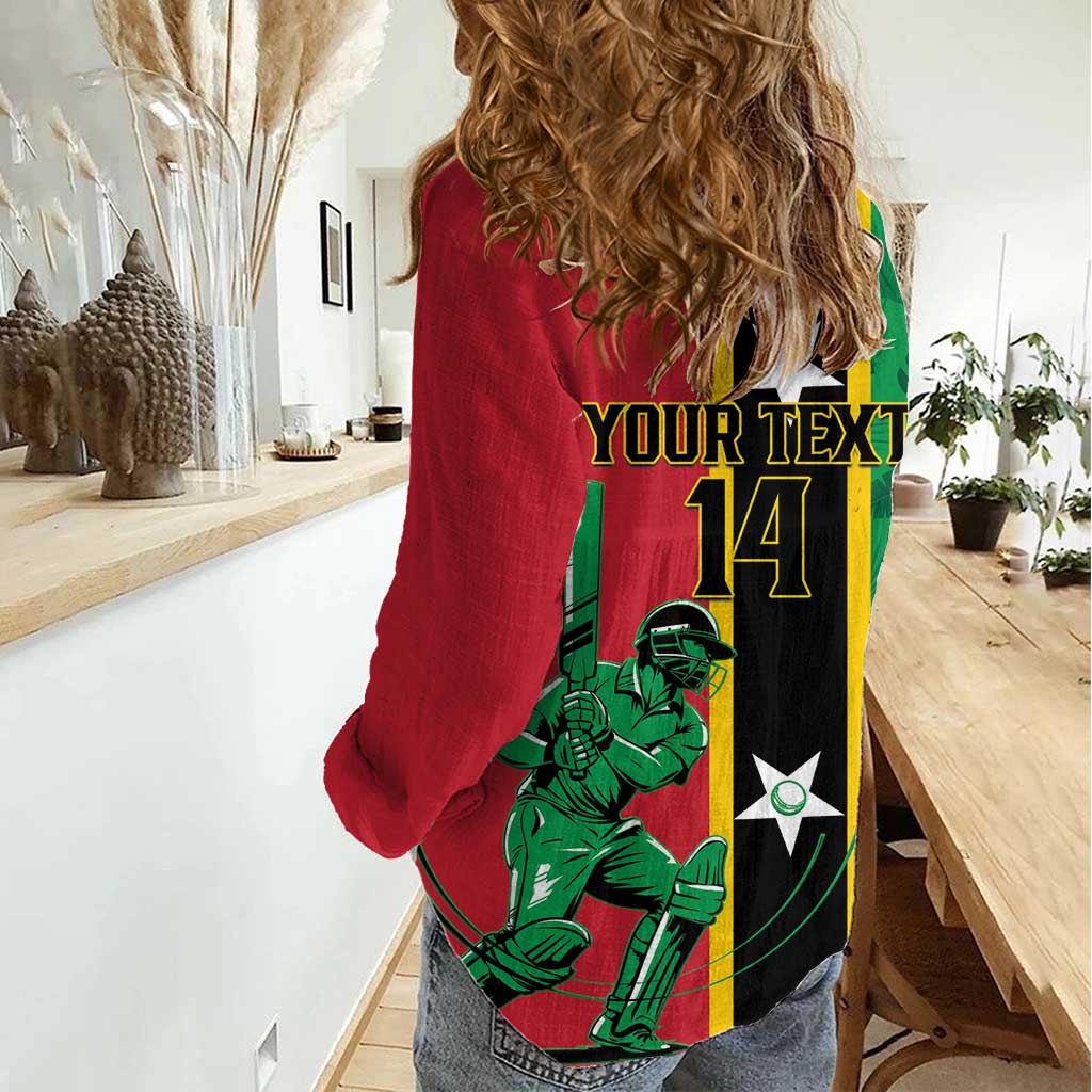 Custom Saint Kitts and Nevis Cricket Women Casual Shirt Go Champions Patriots