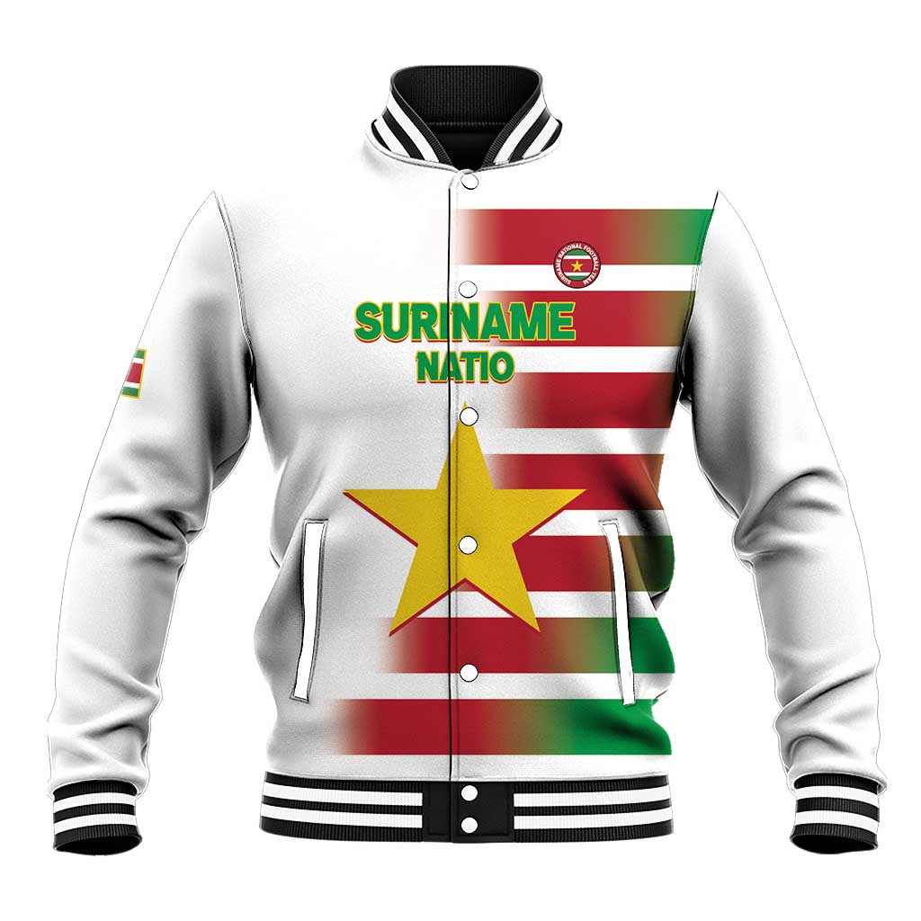 Custom Suriname Football Baseball Jacket 2025 Go Natio White Color