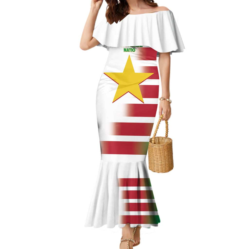 Custom Suriname Football Family Matching Mermaid Dress and Hawaiian Shirt 2025 Go Natio White Color