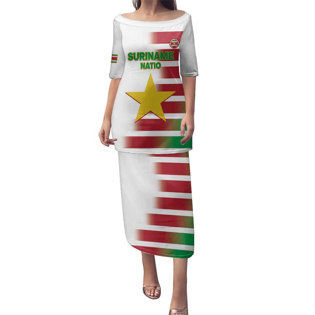 Custom Suriname Football Family Matching Puletasi and Hawaiian Shirt 2025 Go Natio White Color