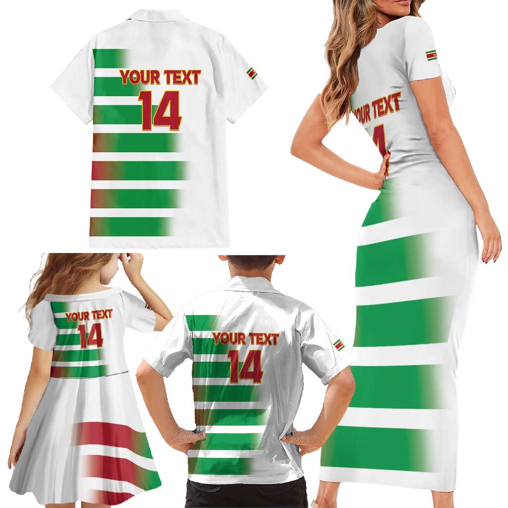 Custom Suriname Football Family Matching Short Sleeve Bodycon Dress and Hawaiian Shirt 2025 Go Natio White Color