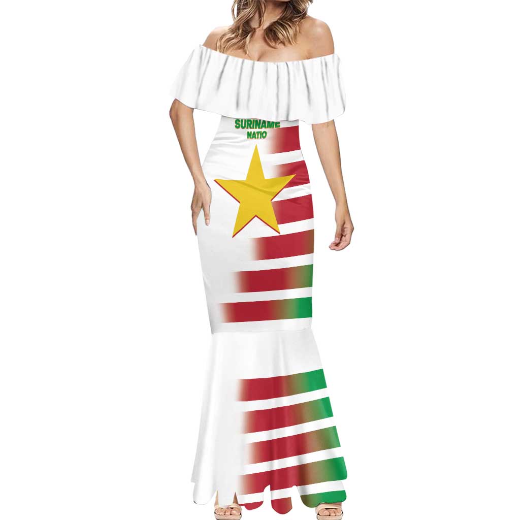 Custom Suriname Football Mermaid Dress 2025 Go Natio White Color