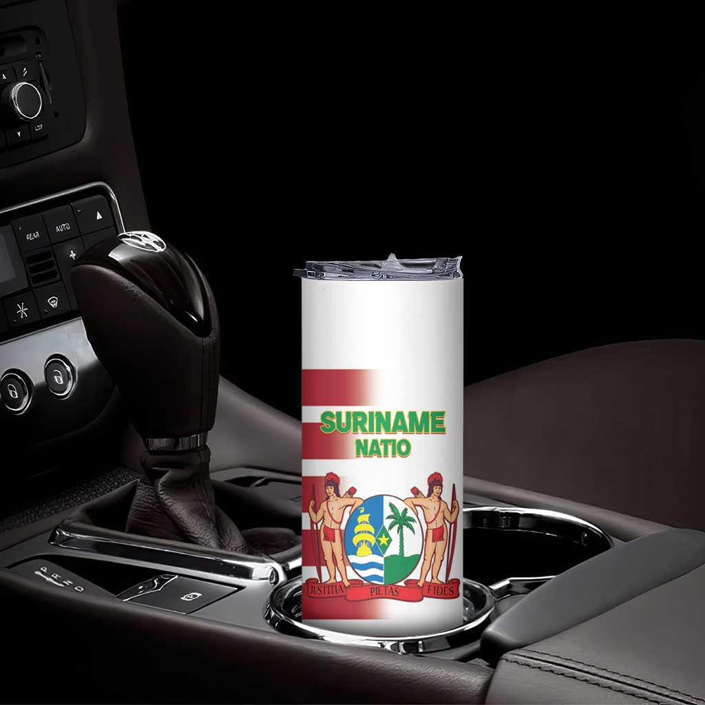 Custom Suriname Football Skinny Tumbler 2025 Go Natio White Color