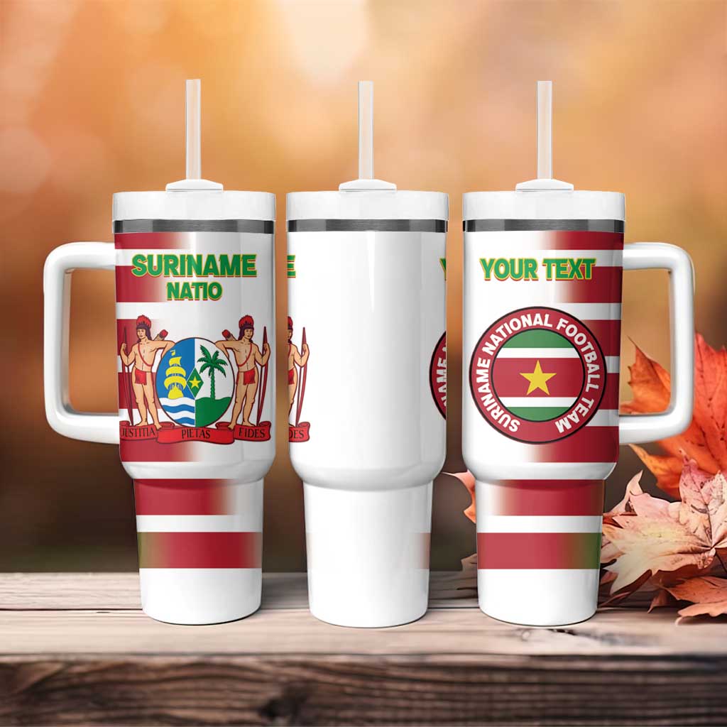 Custom Suriname Football Tumbler With Handle 2025 Go Natio White Color