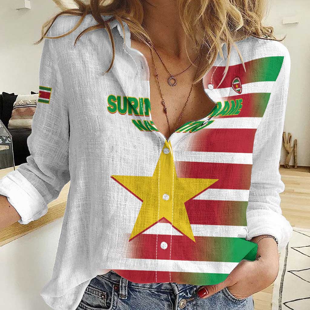 Custom Suriname Football Women Casual Shirt 2025 Go Natio White Color
