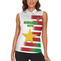 Custom Suriname Football Women Sleeveless Polo Shirt 2025 Go Natio White Color