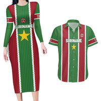 Custom Suriname Football Couples Matching Long Sleeve Bodycon Dress and Hawaiian Shirt 2025 Go Natio Flag Color