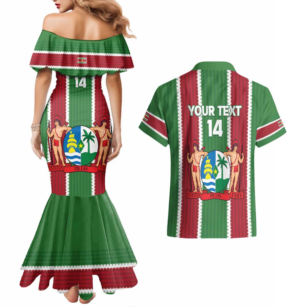 Custom Suriname Football Couples Matching Mermaid Dress and Hawaiian Shirt 2025 Go Natio Flag Color