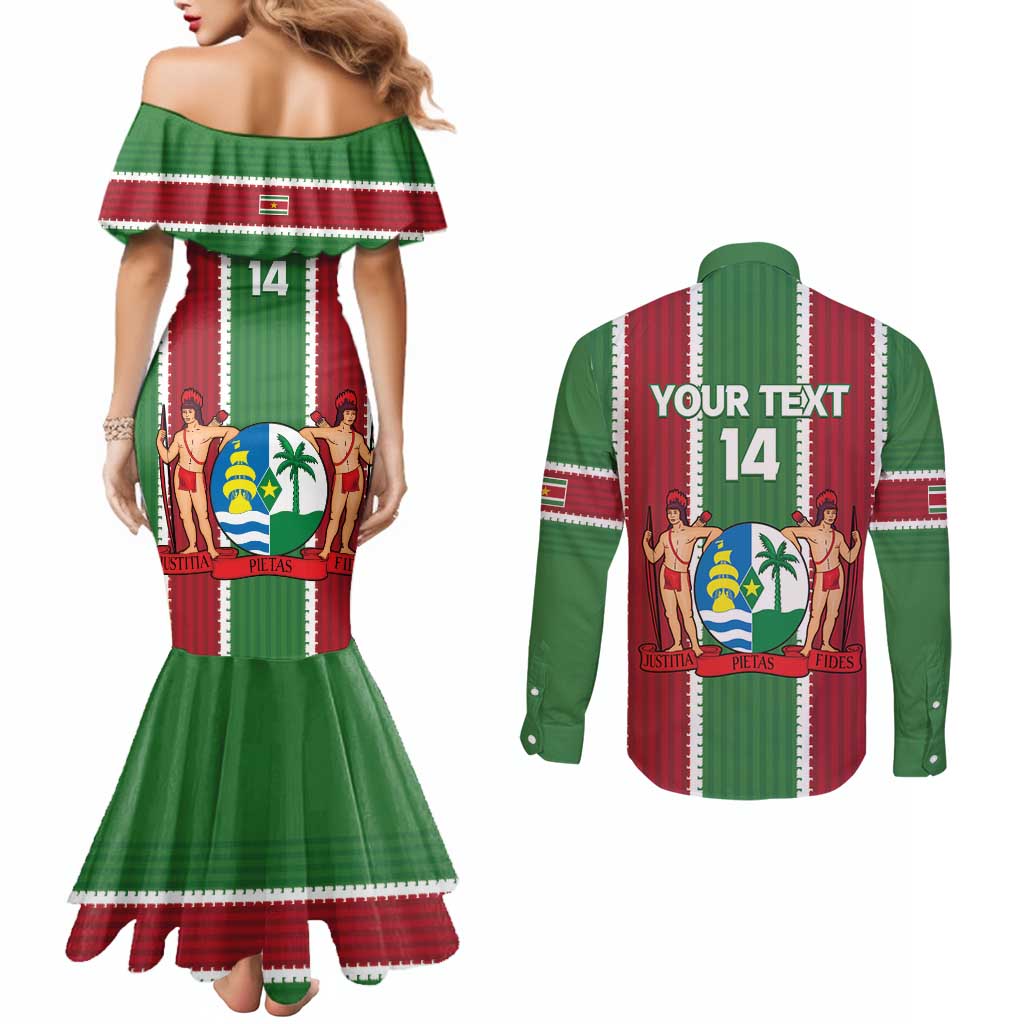 Custom Suriname Football Couples Matching Mermaid Dress and Long Sleeve Button Shirt 2025 Go Natio Flag Color