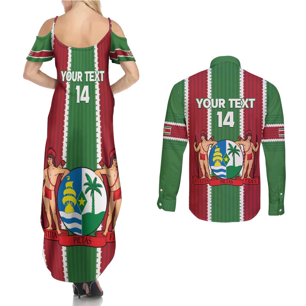 Custom Suriname Football Couples Matching Summer Maxi Dress and Long Sleeve Button Shirt 2025 Go Natio Flag Color