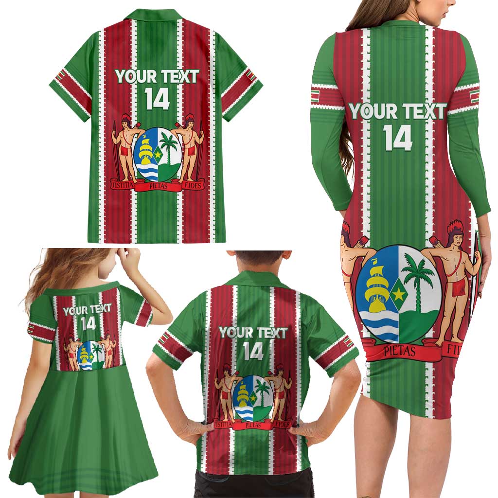 Custom Suriname Football Family Matching Long Sleeve Bodycon Dress and Hawaiian Shirt 2025 Go Natio Flag Color