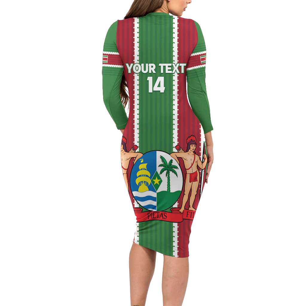 Custom Suriname Football Family Matching Long Sleeve Bodycon Dress and Hawaiian Shirt 2025 Go Natio Flag Color