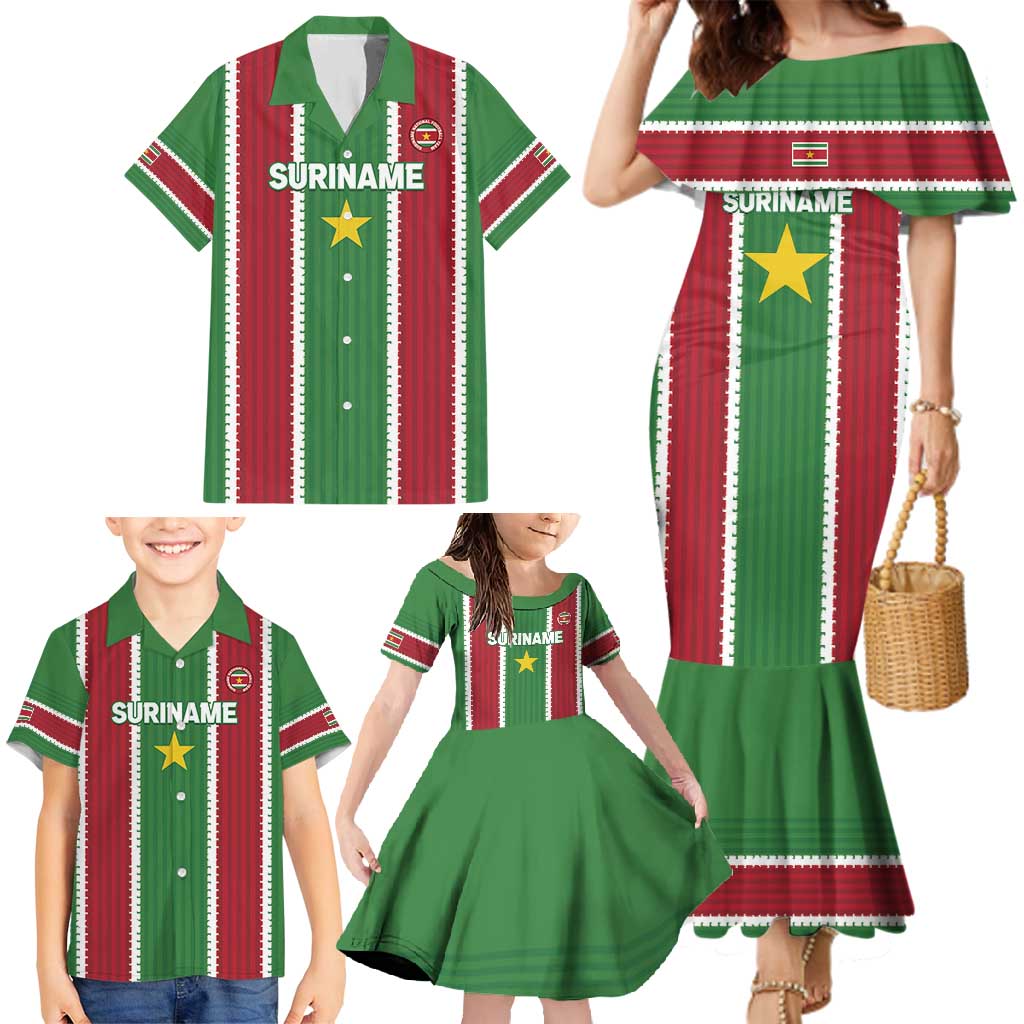 Custom Suriname Football Family Matching Mermaid Dress and Hawaiian Shirt 2025 Go Natio Flag Color
