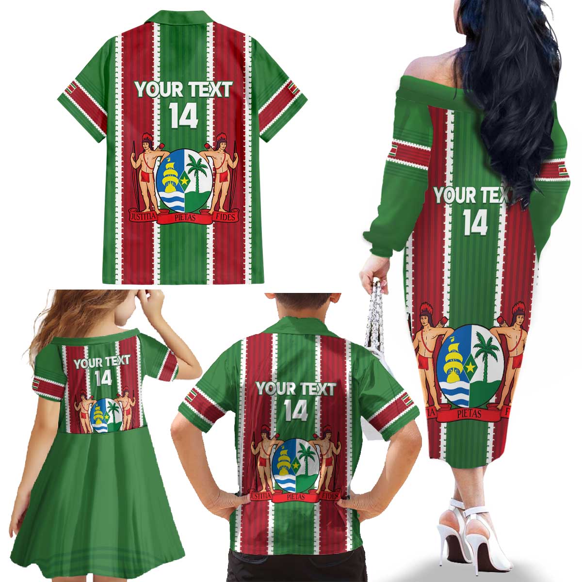 Custom Suriname Football Family Matching Off The Shoulder Long Sleeve Dress and Hawaiian Shirt 2025 Go Natio Flag Color