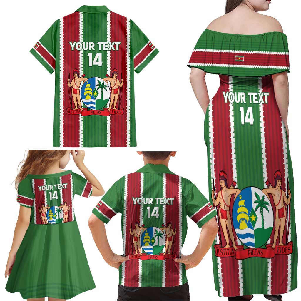 Custom Suriname Football Family Matching Off Shoulder Maxi Dress and Hawaiian Shirt 2025 Go Natio Flag Color