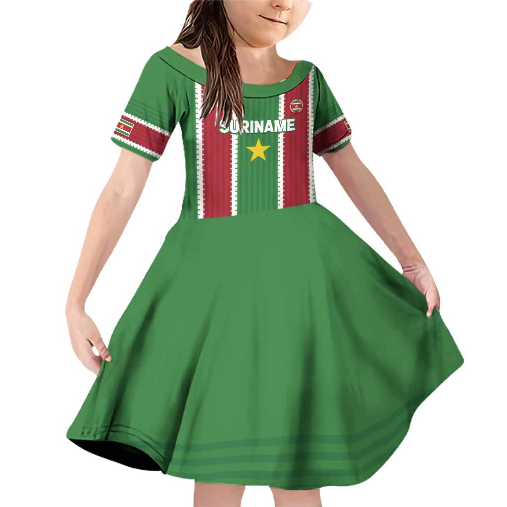 Custom Suriname Football Family Matching Off Shoulder Short Dress and Hawaiian Shirt 2025 Go Natio Flag Color