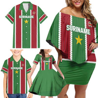 Custom Suriname Football Family Matching Off Shoulder Short Dress and Hawaiian Shirt 2025 Go Natio Flag Color