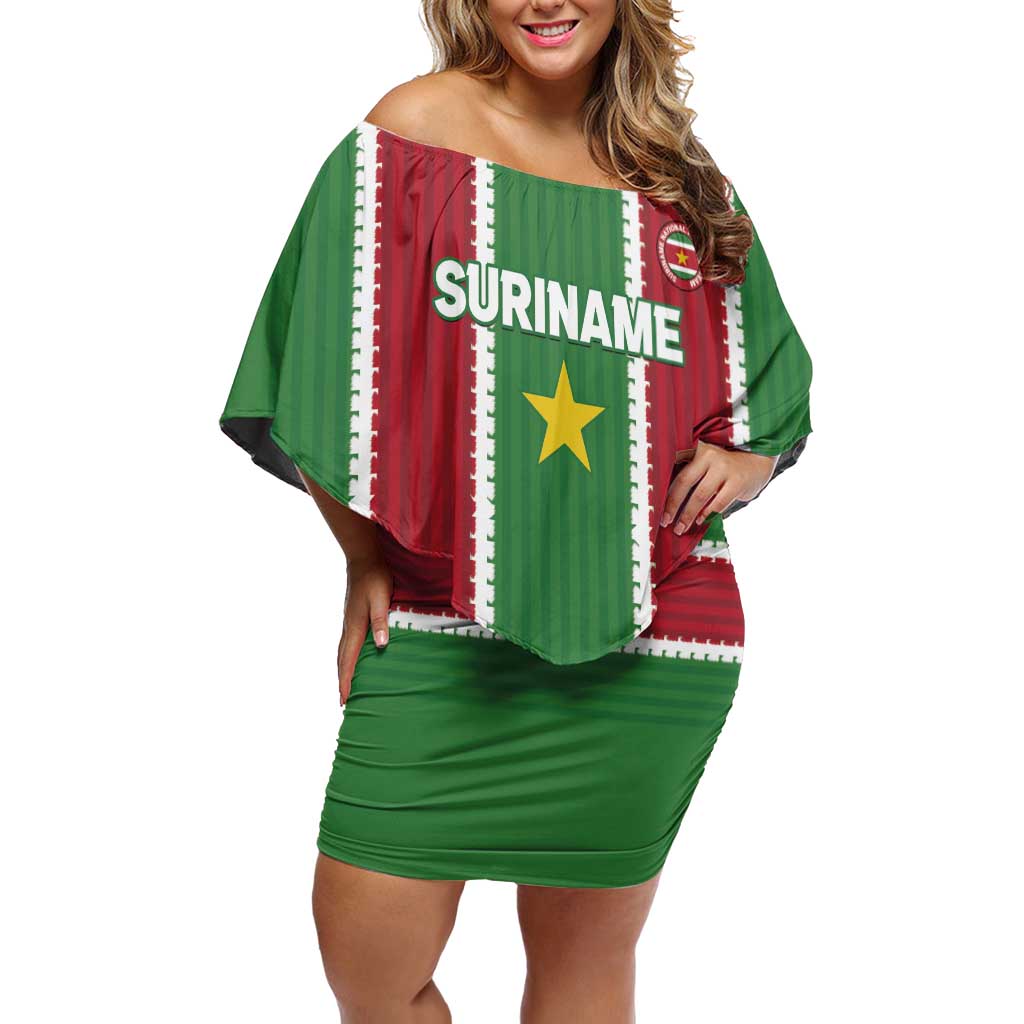 Custom Suriname Football Family Matching Off Shoulder Short Dress and Hawaiian Shirt 2025 Go Natio Flag Color