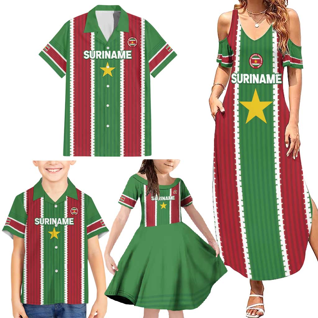 Custom Suriname Football Family Matching Summer Maxi Dress and Hawaiian Shirt 2025 Go Natio Flag Color