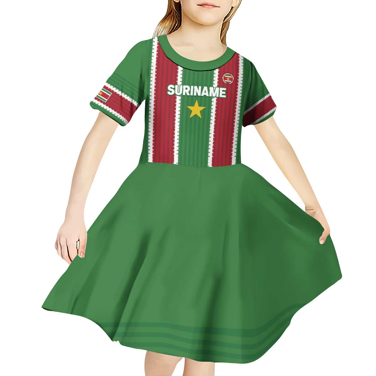 Custom Suriname Football Kid Short Sleeve Dress 2025 Go Natio Flag Color