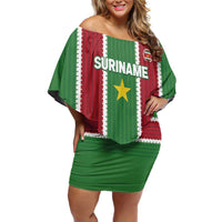 Custom Suriname Football Off Shoulder Short Dress 2025 Go Natio Flag Color