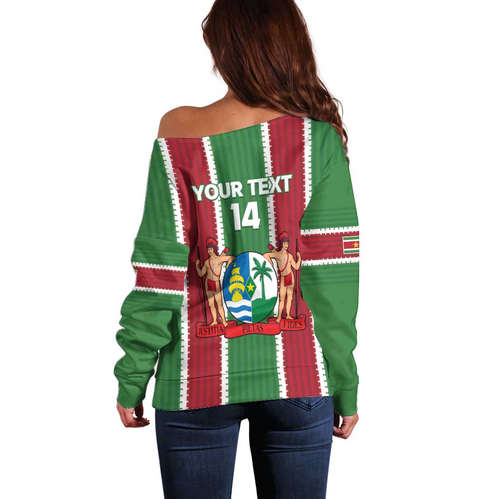 Custom Suriname Football Off Shoulder Sweater 2025 Go Natio Flag Color