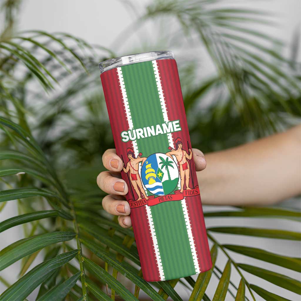 Custom Suriname Football Skinny Tumbler 2025 Go Natio Flag Color