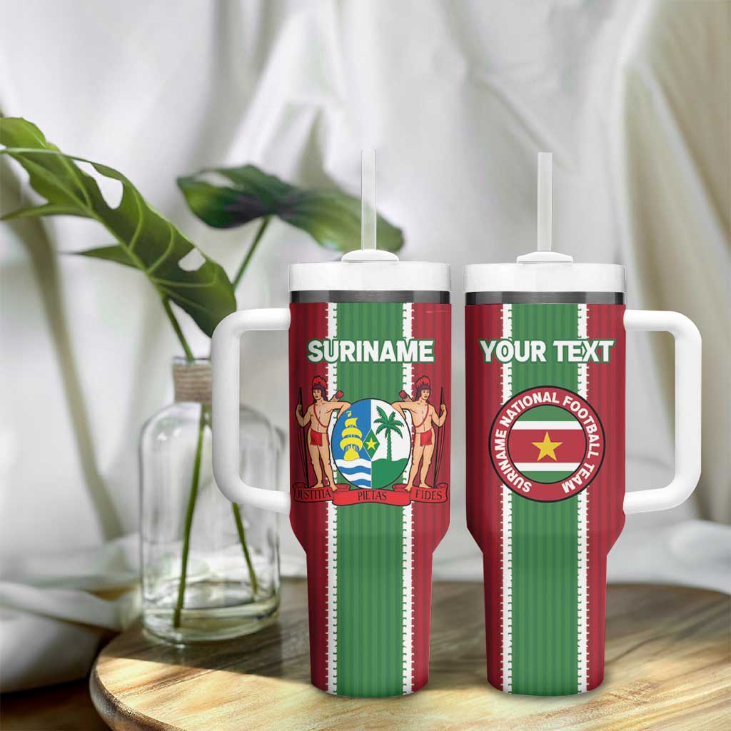 Custom Suriname Football Tumbler With Handle 2025 Go Natio Flag Color