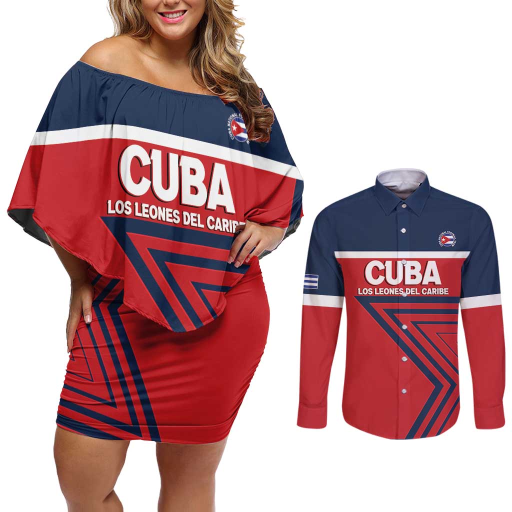 Custom Cuba Football Couples Matching Off Shoulder Short Dress and Long Sleeve Button Shirt 2025 Los Leones del Caribe