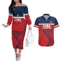 Custom Cuba Football Couples Matching Off The Shoulder Long Sleeve Dress and Hawaiian Shirt 2025 Los Leones del Caribe