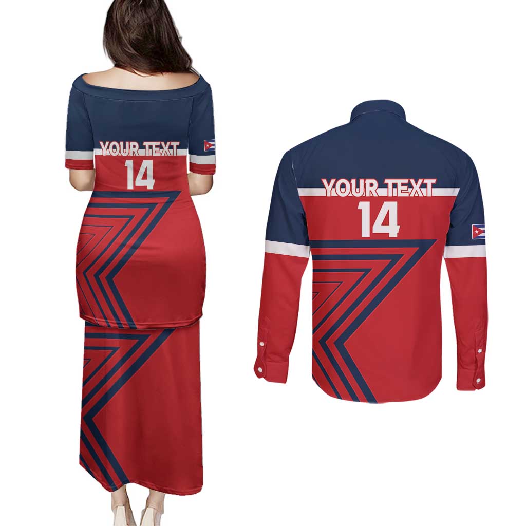 Custom Cuba Football Couples Matching Puletasi and Long Sleeve Button Shirt 2025 Los Leones del Caribe