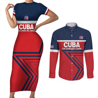 Custom Cuba Football Couples Matching Short Sleeve Bodycon Dress and Long Sleeve Button Shirt 2025 Los Leones del Caribe