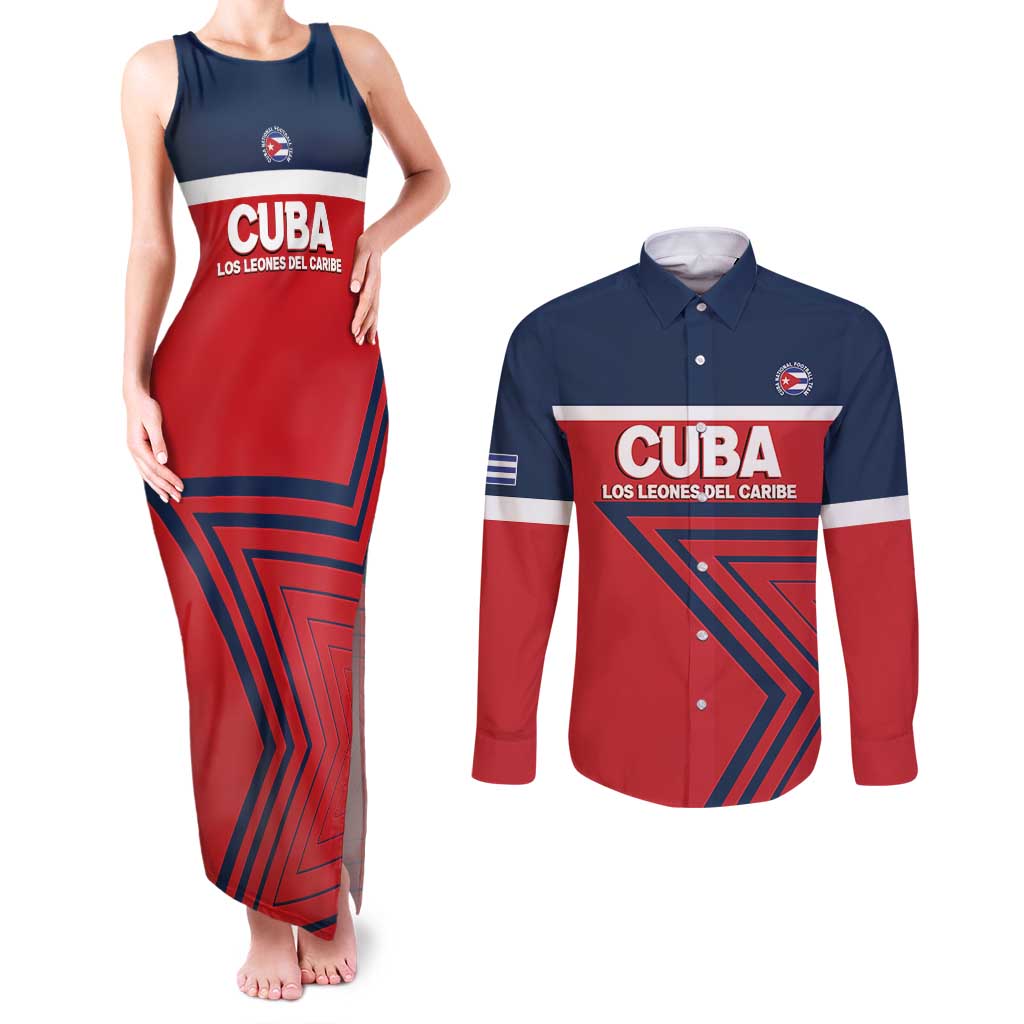 Custom Cuba Football Couples Matching Tank Maxi Dress and Long Sleeve Button Shirt 2025 Los Leones del Caribe