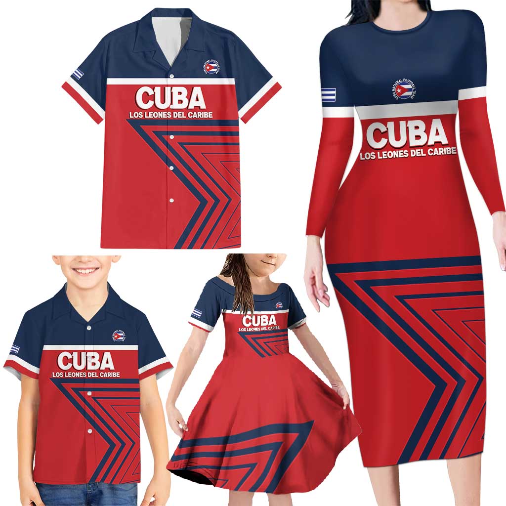 Custom Cuba Football Family Matching Long Sleeve Bodycon Dress and Hawaiian Shirt 2025 Los Leones del Caribe
