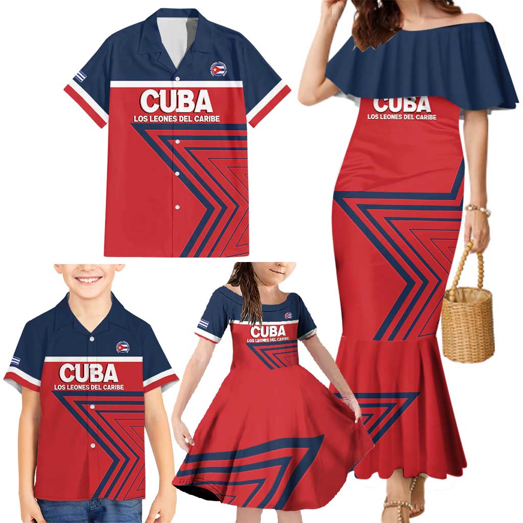 Custom Cuba Football Family Matching Mermaid Dress and Hawaiian Shirt 2025 Los Leones del Caribe