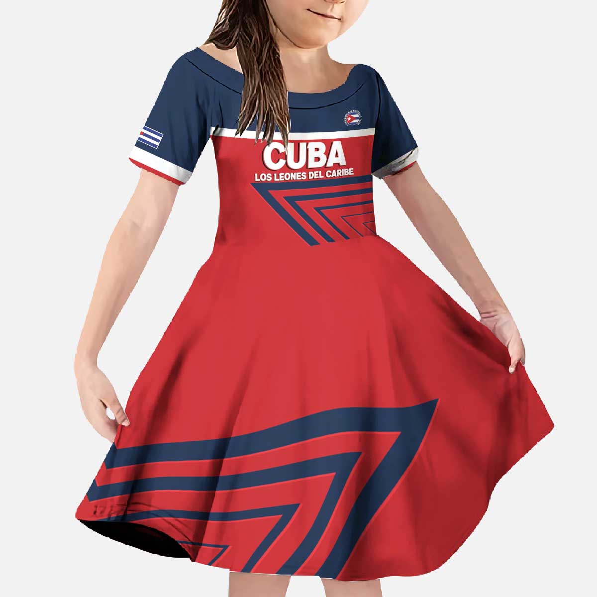 Custom Cuba Football Family Matching Off The Shoulder Long Sleeve Dress and Hawaiian Shirt 2025 Los Leones del Caribe