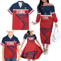 Custom Cuba Football Family Matching Off The Shoulder Long Sleeve Dress and Hawaiian Shirt 2025 Los Leones del Caribe